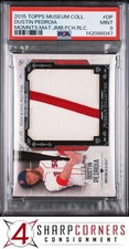 2015 TOPPS MUSEUM MOMENTOUS MATERIAL JUMBO PATCH RELIC DUSTIN PEDROIA #/5 PSA 9