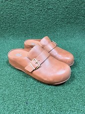 Fitflop Shuv Buckle Strap Leather Clog Caramel Brown Size 9 Women  s Super Clean 