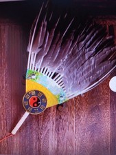 Feather Fan Ancient Chinese Style RARE  NEW GORGEOUS 18x11"  READ 