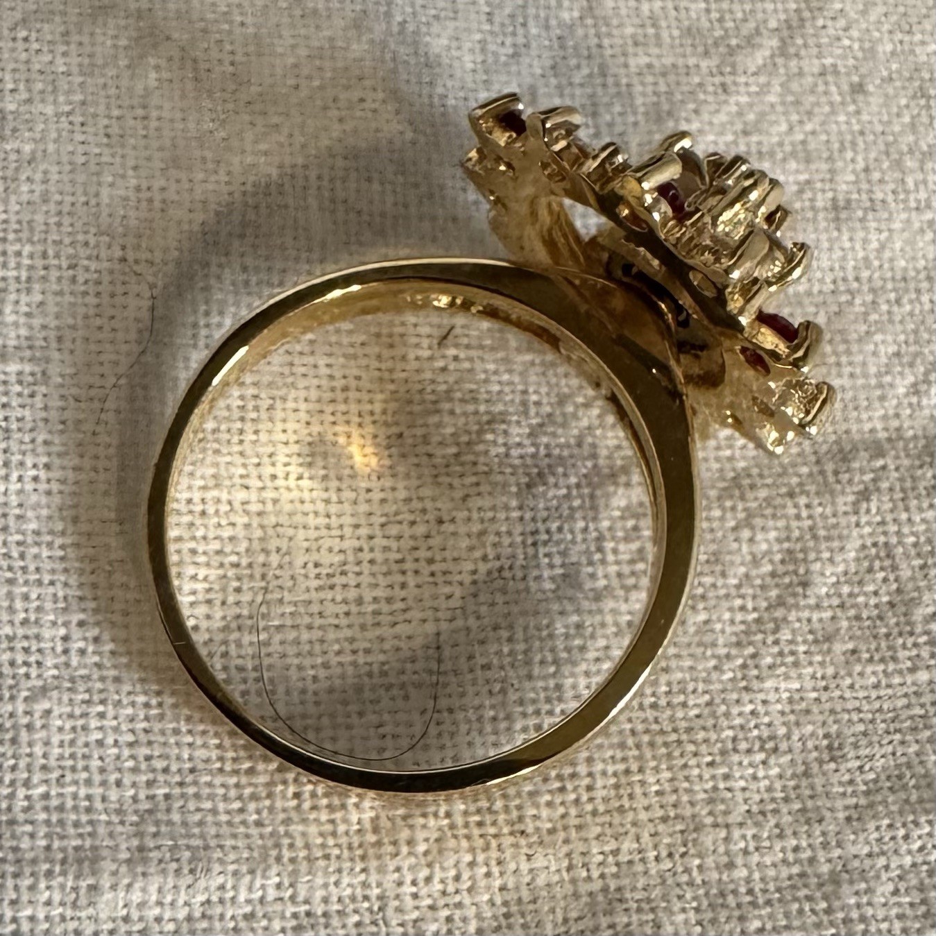 Diamond Ruby Spinner Motion Ring 14k Yellow Gold … - image 6