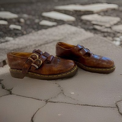 Dr Martens 8065 Mary Jane Brown Leather Double Buckle Made In