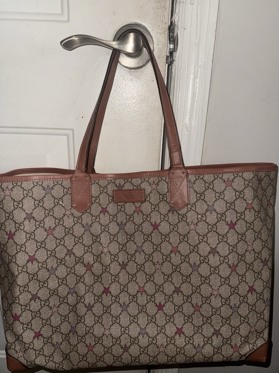 Gucci Women's Tote Bag GG Star Pattern Detachable Pouch Beige