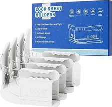 Bed Sheet Clips, 4 Pack Heavy Bed Sheet Grippers with Fastening Strips
