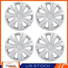 15" Set of 4 Universal Wheel Covers Full Hub Caps Snap-on For R15 Tires Silver