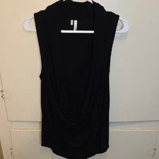 Studio Y Black Draped Cowl Neck Tank Top - Size Medium