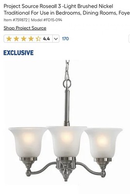 Project Source  3 Light Chandelier In Brushed Nickel 759872