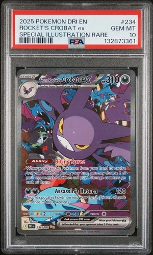 Team Rocket's Crobat ex 234/182 Sv10: Destined Rivals Holo PSA 10