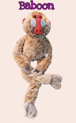 Large Hanging Baboon Blue Plush Stuffed Animal 30'' Big Floppy Soft Monkey Plush