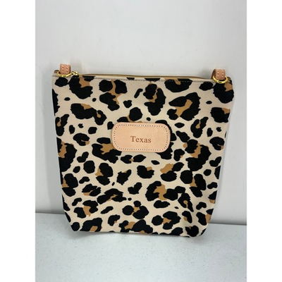 #ad Jon Hart Design Leopard Print Canvas Texas Bag Tan Black No Strap $25.00