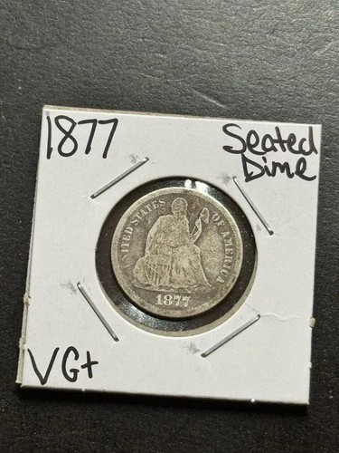 1877 P Seated Liberty Silver Dime VG Very Good U.S. 10c Type Coin (Raw19057)