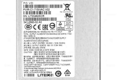 PWR-C1-715WAC-P CISCO 715W POWER SUPPLY 80 PLUS PLATINUM FOR CATALYST 9300L 3850 - 第 4/8 張圖片