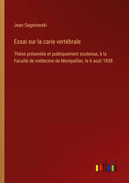 Jean Sagatowski | Essai Sur La Carie VertéBrale | Taschenbuch | FranzöSisch-image
