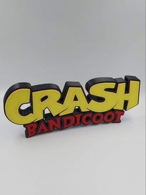 3D Crash Bandicoot Logo - Gaming Deko & Setup Retro - Reliefplatte gelb & rot