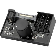 4 Pin 12V PWM Fan Controller 6 Fans Supported , PC Adapter Hub Black