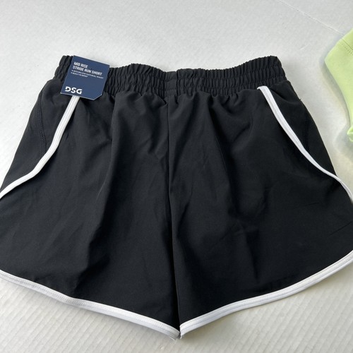 DSG Girls Medium New Shorts Two Pairs Lime Green Sweat Black Pair Athletic 943 - Picture 11 of 11