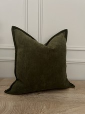 Image of Dark Olive Green Herringbone Cushion Covers X2 45cm X 45cm