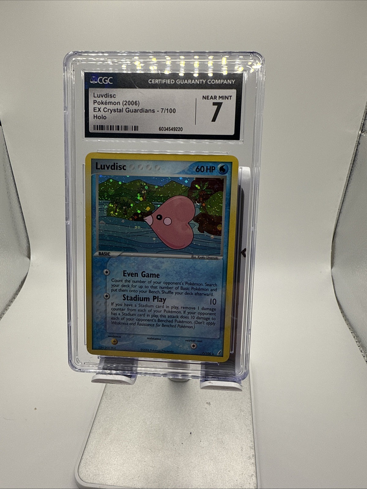 2006 Pokemon Ex Crystal Guardians #7/100 Luvdisc Reverse Holo CGC 7.5 NM+