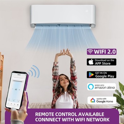 12000 BTU SEER2-22 Mini Split AC/Heat Pump WiFi Enabled 115V Ductless Comfort