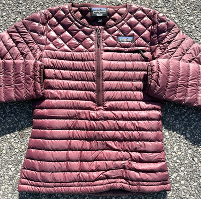 Patagonia Womens AlpLight Goose Down Half Zip Pullover Puffer Jacket XXS Maroon