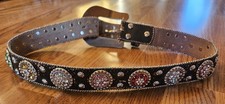 Women  s Leather Nocona Belt Size S Cowhide Bling Faux Gems Colorful