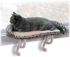 Bolster Kitty Sill Cat Window Perch Bed, Holds 40 lbs Tan/Kitty Unheated 14X24in