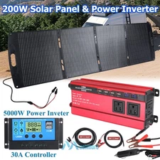 200W Portable Foldable Solar Panel Battery Charge + Power Inverter for RV Camper