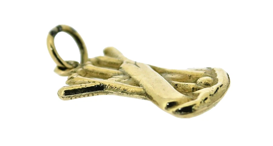 Cricket Fledermaus Stümpfe Charms Anhänger 9ct Gelbgold Vintage gepunzt London 1965