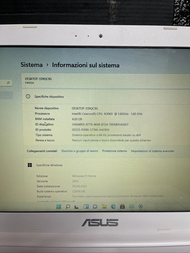 Notebook asus Vivobook 14p  (Intel Celeron N 4gb Ram Ssd128gb) Windows 11 Home - Immagine 3 di 4