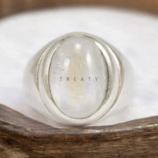 Moonstone Oval Cut Gemstone With 925 Sterling Silver Ring For Men's #A28 #