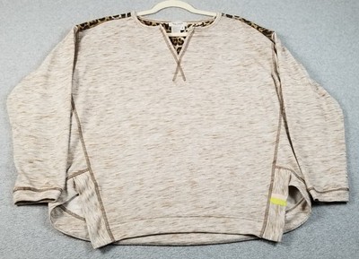 TRU LUXE Sweater Womens Medium M Brown Leopard Print Heather Long Sleeve Stretch