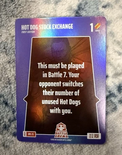 Bo Jackson Battle Arena Update SECRET SSP PLAY CARD BPL-15 HOT DOG STOCK EXCHANG