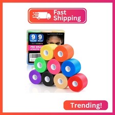 9 Rolls 108 Yards Pre Wrap Athletic Tape - 9 Colors, 3rd Gen Prewrap for Hair