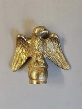 Vintage Gold Color Pewter Patriotic Eagle Lamp Finial or Flag Topper 2" Tall