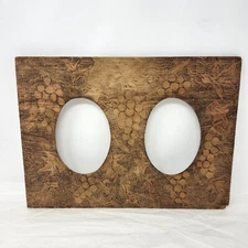 Hanging Double Oval Carved Victorian Picture Frame Pyrography Antique Wood