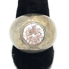 Vintage 925 Sterling Silver  Solitaire Cut Cubic Zirconia Stunning Ring sz 8