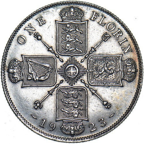1923 Florin - George V British Silver Coin - Very Nice - Picture 2 of 2