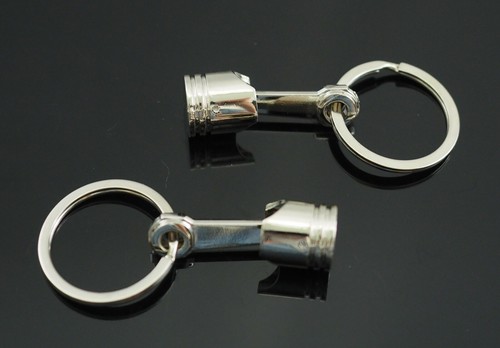 2x PCS Piston Connecting Rod Car Engine Silver Metal 3D Keychain Key Chain Ring - Picture 2 of 12