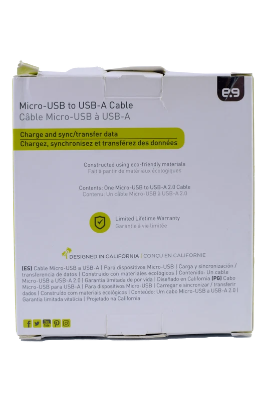 Cabo PureGear Micro-USB para USB-A 6 pés - Preto - Imagem 2 de 4