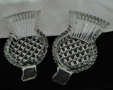 Szkockie naczynia do przypinki/naczynia w kształcie ostropestu x 2, przezroczyste szkło, vintage z lat 60.