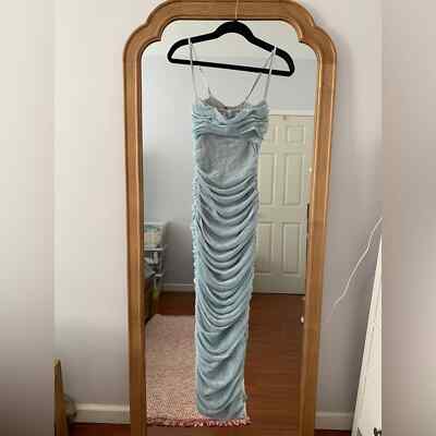 HOUSE OF CB Fornarina Baby Blue Sparkle Silvermist Fairy Glitter Ruched  Dress | eBay