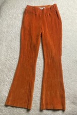 AALTO Pants Women's 38 Small Orange Velour Flare Leg Corduroy Retro
