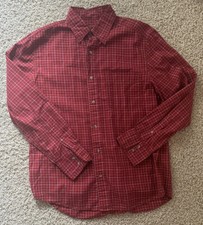 Men  s Eddie Bauer Red Check Button Down Shirt Size M