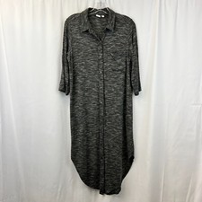 Gap Womens Gray Heather Collared Short Sleeve Midi Shirt Dress Size Small