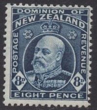NEW ZEALAND 1909  8d BLUE 