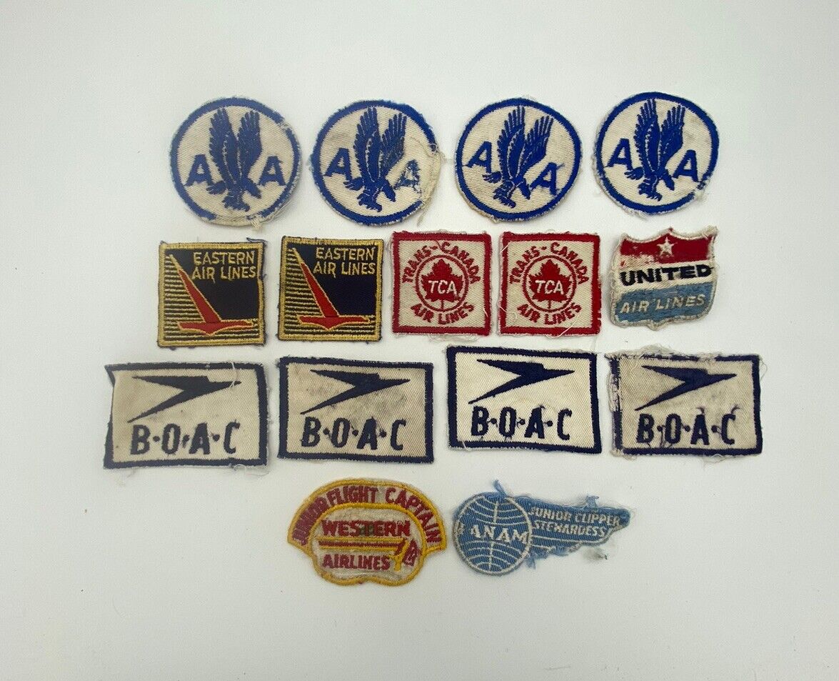 Vintage Lot Airline Patches - American, United, Eastern, B.O.A.C (15)
