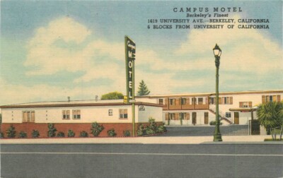 1950s California Berkeley Campus Motel roadside Postcard 22-11370