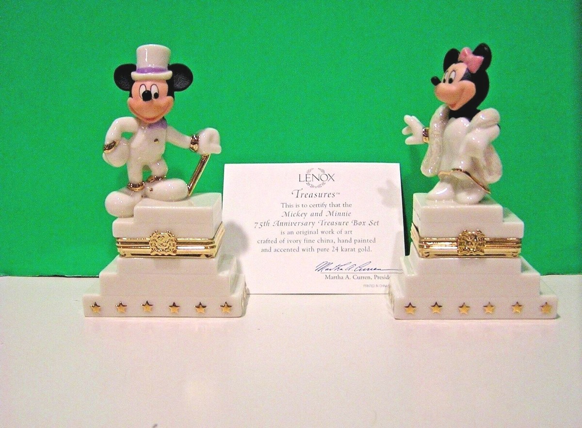 LENOX MICKEY & MINNIE 75th anniv TREASURE BOX SET NEW in BOX with