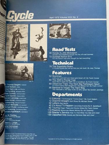 Cycle April 1972 Motorbike Magazine Vintage - Honda XL-250 - Picture 2 of 2