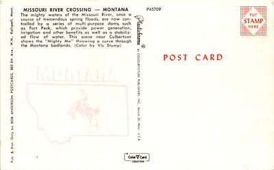 MONTANA, MISSOURI RIVER CROSSING, Culbertson, Fort Peck, Postcard