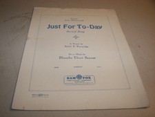 Just For To-Day Sacred Song Partridge & Seaver Sheet Music Vintage Sam Fox
